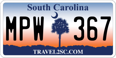 SC license plate MPW367