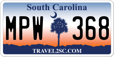 SC license plate MPW368
