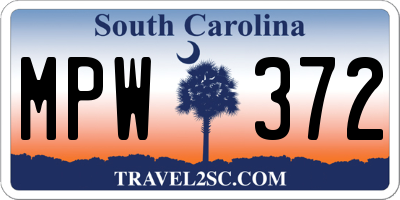 SC license plate MPW372