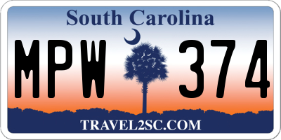 SC license plate MPW374
