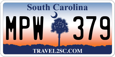 SC license plate MPW379