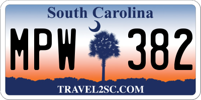 SC license plate MPW382