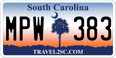 SC license plate MPW383
