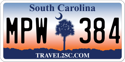 SC license plate MPW384