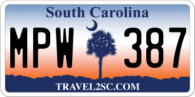 SC license plate MPW387