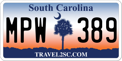 SC license plate MPW389