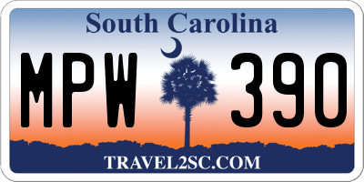 SC license plate MPW390