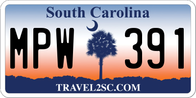 SC license plate MPW391
