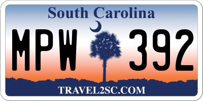 SC license plate MPW392