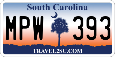 SC license plate MPW393