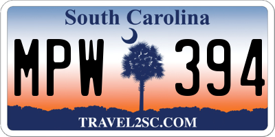 SC license plate MPW394