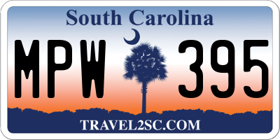 SC license plate MPW395