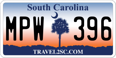 SC license plate MPW396