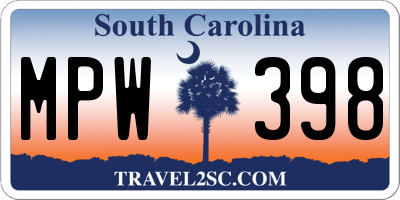 SC license plate MPW398