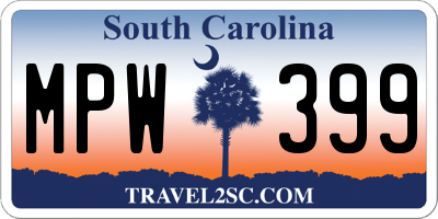 SC license plate MPW399
