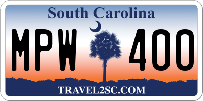 SC license plate MPW400