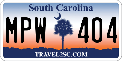 SC license plate MPW404