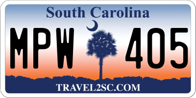 SC license plate MPW405