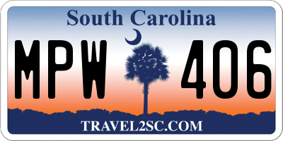 SC license plate MPW406