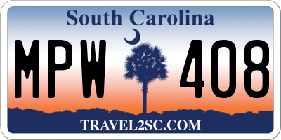 SC license plate MPW408
