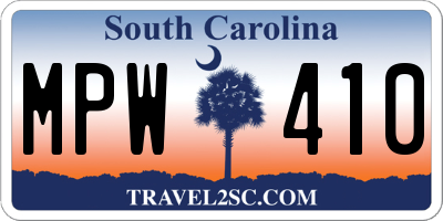 SC license plate MPW410