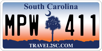 SC license plate MPW411