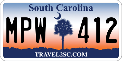 SC license plate MPW412