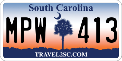 SC license plate MPW413