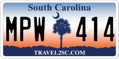 SC license plate MPW414