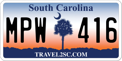 SC license plate MPW416