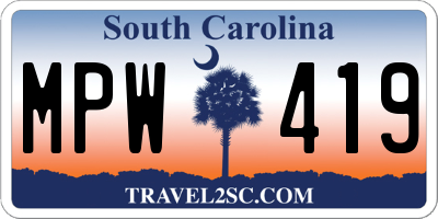 SC license plate MPW419