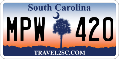 SC license plate MPW420