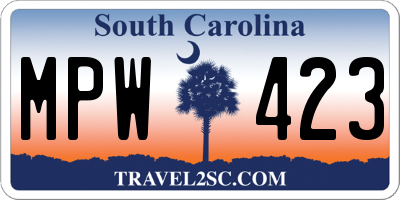 SC license plate MPW423