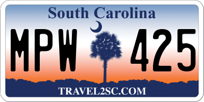 SC license plate MPW425