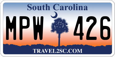 SC license plate MPW426