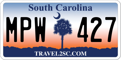 SC license plate MPW427