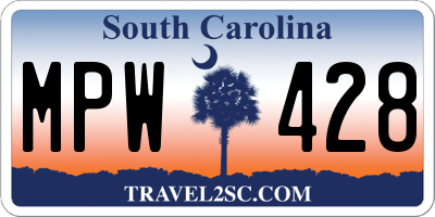 SC license plate MPW428