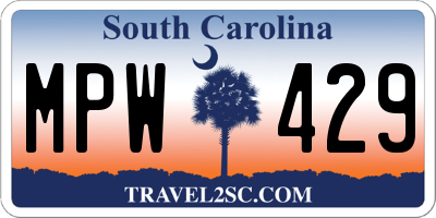 SC license plate MPW429