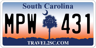 SC license plate MPW431