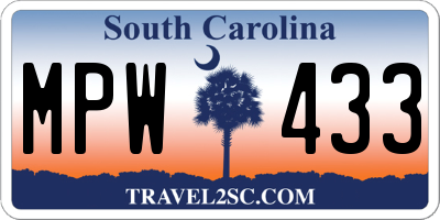SC license plate MPW433