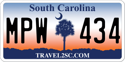 SC license plate MPW434