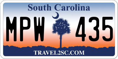 SC license plate MPW435