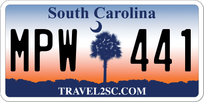 SC license plate MPW441