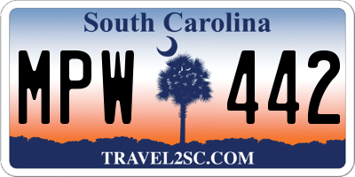 SC license plate MPW442