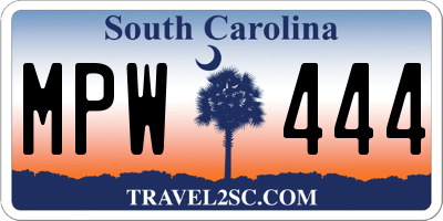 SC license plate MPW444