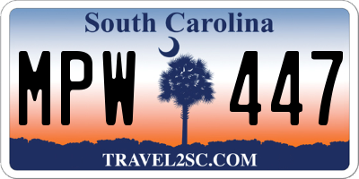 SC license plate MPW447