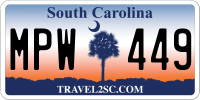 SC license plate MPW449