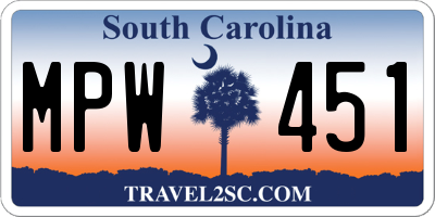 SC license plate MPW451
