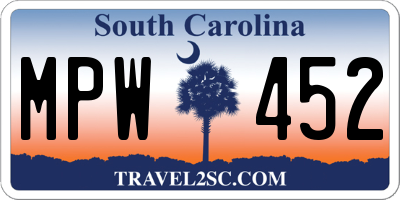 SC license plate MPW452