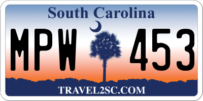 SC license plate MPW453